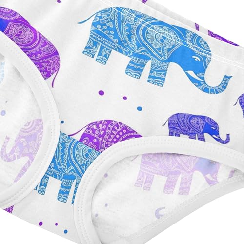 Stylized Elephants Purple Blue Spots Panties Little Girl Girls Underwear Toddlers Cotton Funny Undies Kids Briefs 2t4
