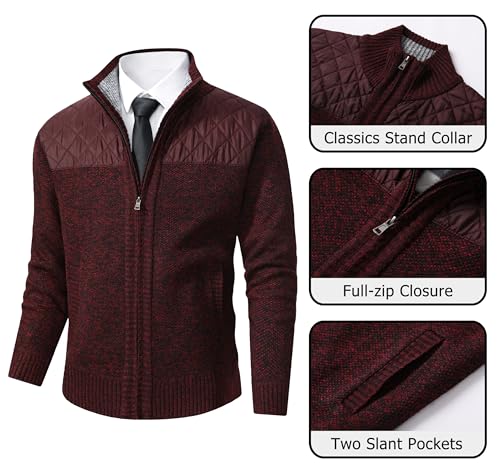 Image of Vcansion Men's Classic Cardigan Sweaters Stand Collar Slim Fit Casual Knitted Sweater