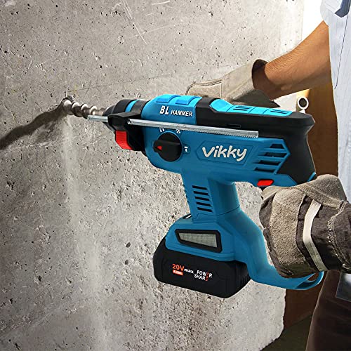 Vikky 20V SDS Plus Elektrohammer, 4 Funktionen, geeignet für Bohrmaschinen, Spitz-/Flach-/U-Meißel, bürstenloses Akku… – Bild 8