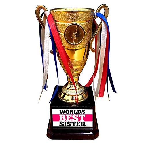 TheYaYaCafe Alloy Worlds Best Sister Golden Award Champions Trophy for Sister, Birthday Rakhi Gifts