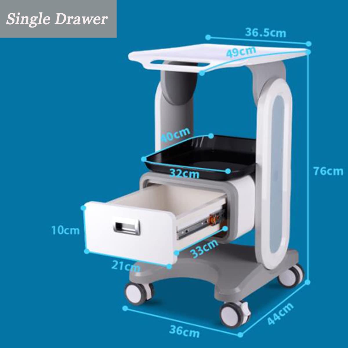 GUNEL Carrello Medico Mobile con cassetti, Ruote girevoli a 360° Carrello portaoggetti Medico per ambulatorio dentistico ospedaliero, Laboratorio di Bellezza (Size : 1 Drawer)
