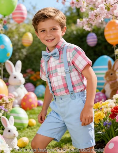 Image of A&J DESIGN Baby Boys Gentleman Suit, 2Pcs Outfit Shirt & Pants