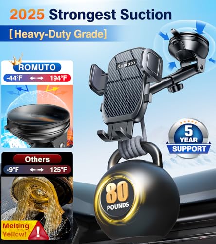 Car Phone Holder Mount【Window + Vent +Dashboard】Dash Mounted Holders, Suction Cup Phone Holders for Your Car Phone Mount for Truck Cell Phone Automobile Cradle for iPhone Samsung All Smartphone - Image 4