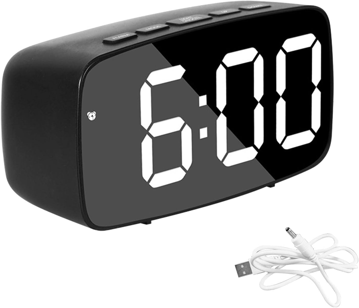 JIANWEI Digital LED Alarm Clock Mirror Clock, Small Desk Clocks with Temperature