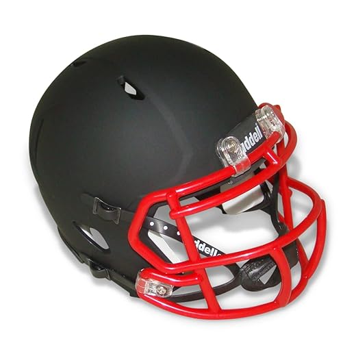 Matte Black with Scarlet Red Mask Blank Riddell Revolution Speed Mini Football Helmet (Decorative Mini Helmet - NOT Wearable - Does NOT FIT Any Human Head)