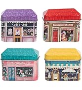 SHINEOFI 4pcs Mini House Tinplate Box Small Tins with Lids Snack Candy Storage Container Tin Trea...