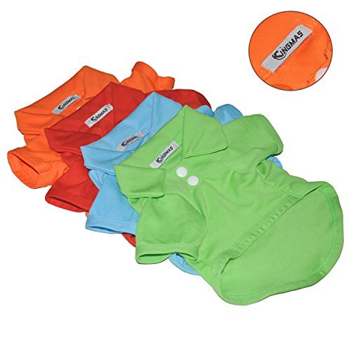 Kingmas 4 Pieces Dog T-Shirt, Breathable Pet Shirts, Puppy Sweatshirt Dog Clothes Outfit Apparel Coats (Blue, Green, Red, Orange) - Large #TOP1