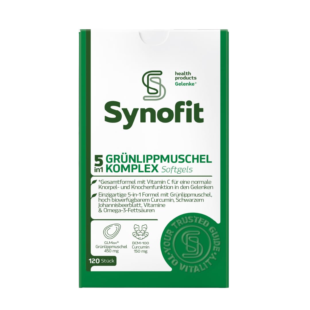 5-in-1 GLMax® Grünlippmuschel Plus – 120 Flüssigkapseln | Mit flüssiger Grünlippmuschel, Curcumin, Omega-3, Vitaminen & Johannisbeerblatt | Für Gelenke, Muskeln & Knochen