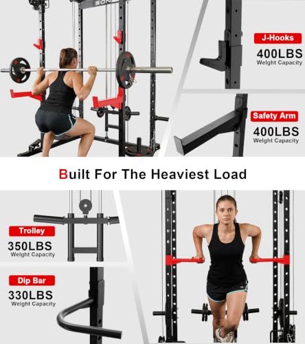 Image of Eonfit Power Cage, Multi-Function Power Rack with Cable Crossover System