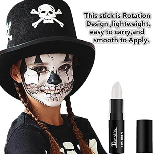 Go Ho 3 Pcs Makeup Clown White Cream-Blendable Stick - Eye Black Sticks Face Body Paint Professional Halloween Sfx Makeup,Safe Facepaint Nose&Lip Smacking For Sports Festival Or Stage Makeup(White+Black+Red) #TOP3