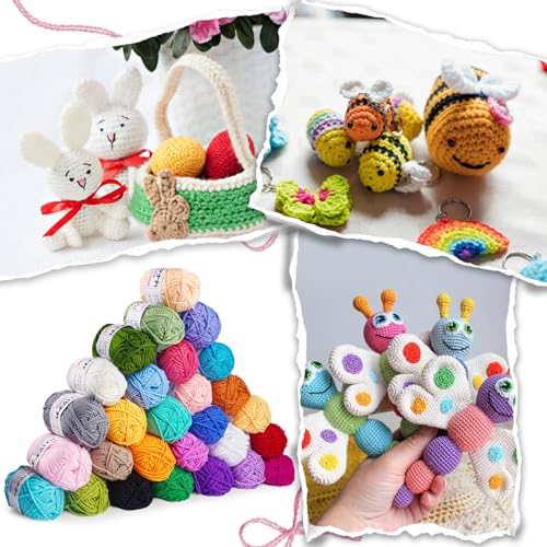 AOTWAN Crochet Yarn Knitting Wool 28Colors x 25g Acrylic Yarn Crochet Wool with Aluminum Crochet Hooks Stitch Markers Yarn for Crochet Kits for Beginners Adults Wool for Crochet Knitting and Crafts - Image 5