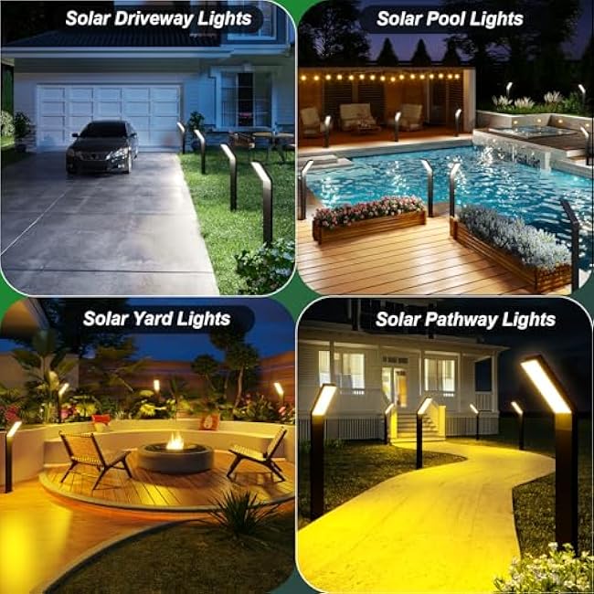 JSOT Solar Garden Lights - 6 Pack Solar Driveway Lights Outdoor for Landscape Pathway Backyard Decor Waterproof Walkway Light with Bright 3 Lighting Modes