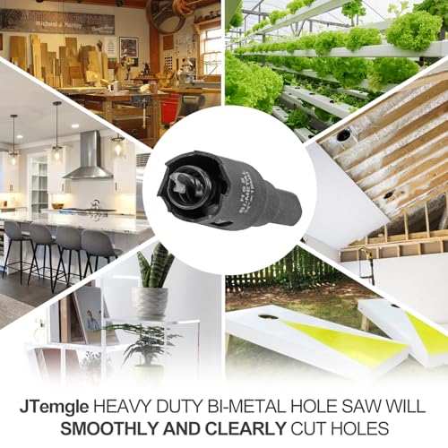 Image of 3 /4 Inch Hole Saw with 9.1mm Triangle Shank Arbor, JTemgle Bi-Metal Hole Saw Heavy Duty Hole Cutting Tool for Cornhole Boards, Recessed Lights, Wood, Plastic, Drywall & Soft Metal