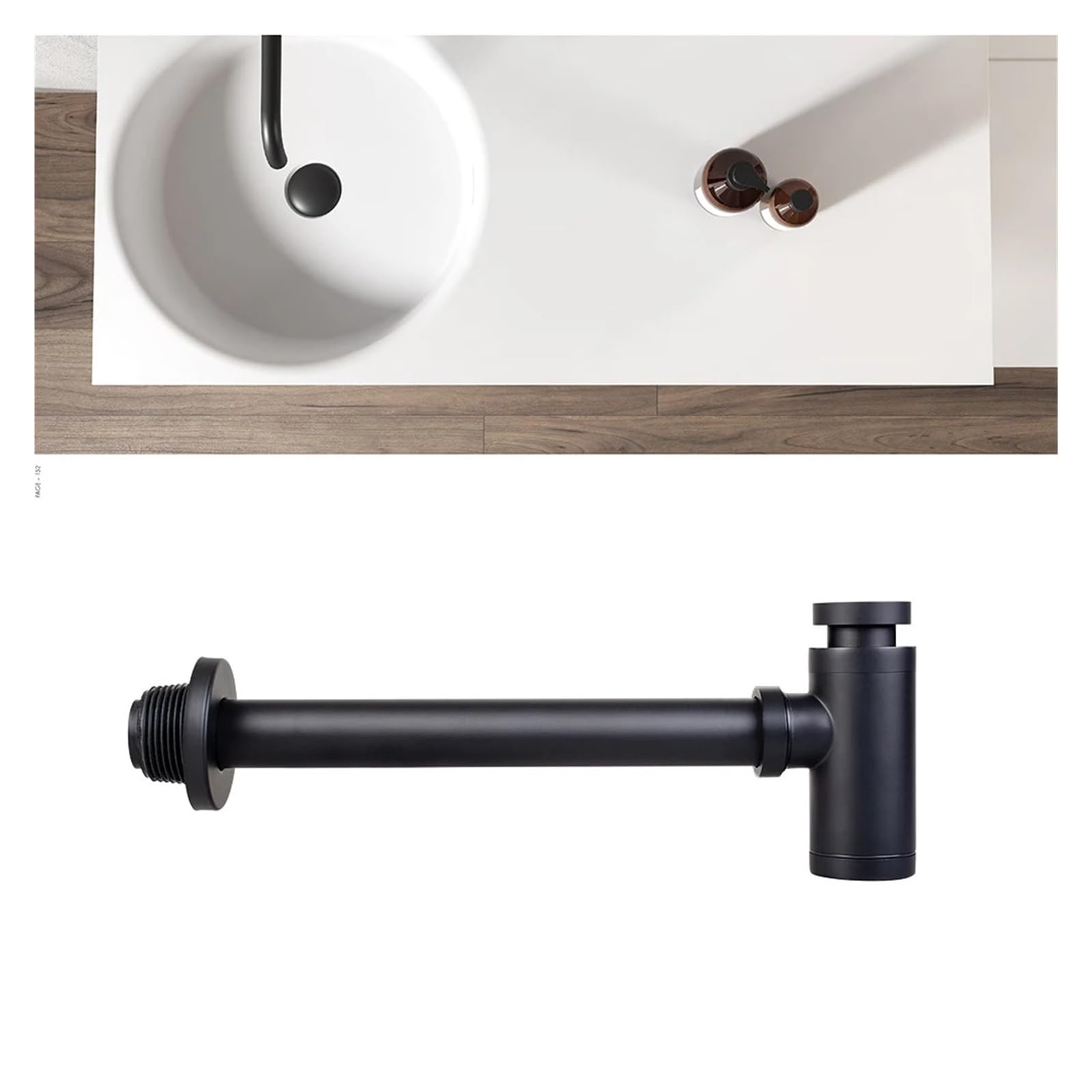 1 Uds., negro, lavabo de baño, trampa for botellas, fregadero, residuos, sifón, Kits tuberías, tapón, accesorios drenaje Para Bricolaje(Black set No hole)