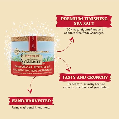 Le Saunier De Camargue Fleur De Sel Sea Salt, 4.4-Ounce Canisters (Pack of 3)