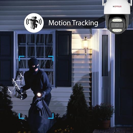 CCTV camera detecting and tracking a person at night