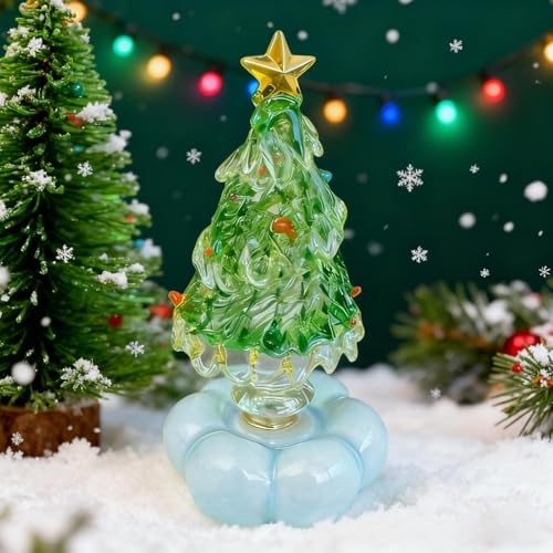 Árbol de Navidad giratorio mini de mesa con ramas hechas a mano para decoración interior 8