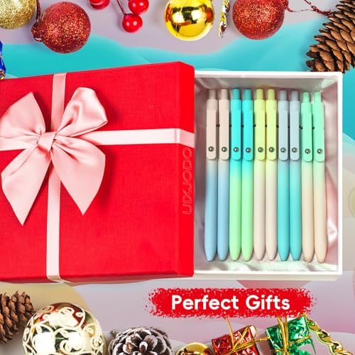 Image of UIXJODO Gel Pens, 10 Pcs Black Ink Pens for Women, 0.7mm Medium Point Smooth Writing Pens with Silicone Grip, High-End Series Metal Clip Retractable Pens for Journaling Note Taking (10 Pcs Pastel)