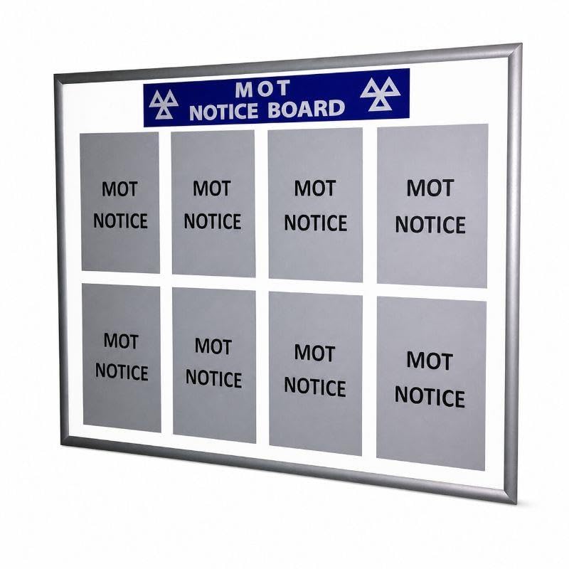 GEAR4GARAGE MOT Notice Board Economy Snap Frame 625 x 872mm Holds Up to 6 x A4 Sheets with Transparent Cover for MOT Documents and Notices