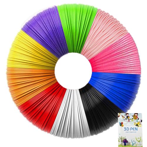 3D Stift PLA Filament 1,75 mm Mit Vorlagen Buntes 22 Muster,10 Farben, je 5M, 3D Stift Zubeh?r f¨¹r Kinder und Erwachsene Starterset, 3d Pen Filament f¨¹r 3D Drucker Stift