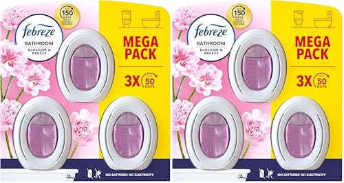 Febreze Bathroom Continuous Air Freshener Blossom and Breeze 3 Units, Fights Odour and Freshens (Pack of 2)