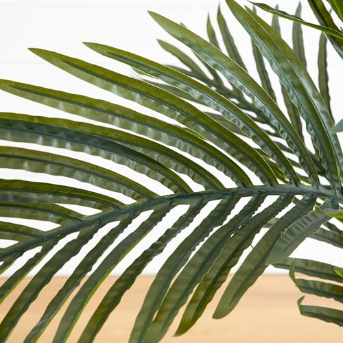 Image of Nearly Natural 3ft Golden Cane Palm Tree - Artificial Tropical Tree with Realistic Green Fronds and Bamboo-Like Trunk, Includes Nursery Planter for Indoor Decor