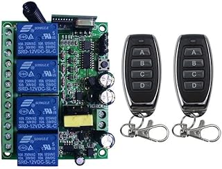AC110V 220V 230V 4CH 4 CH 4 Channel 10A Relay RF Wireless Remote Control Switch System 315 MHz 433 MHz Transmitter and Receiver - (Color: Auburn, Size: 433MHZ)