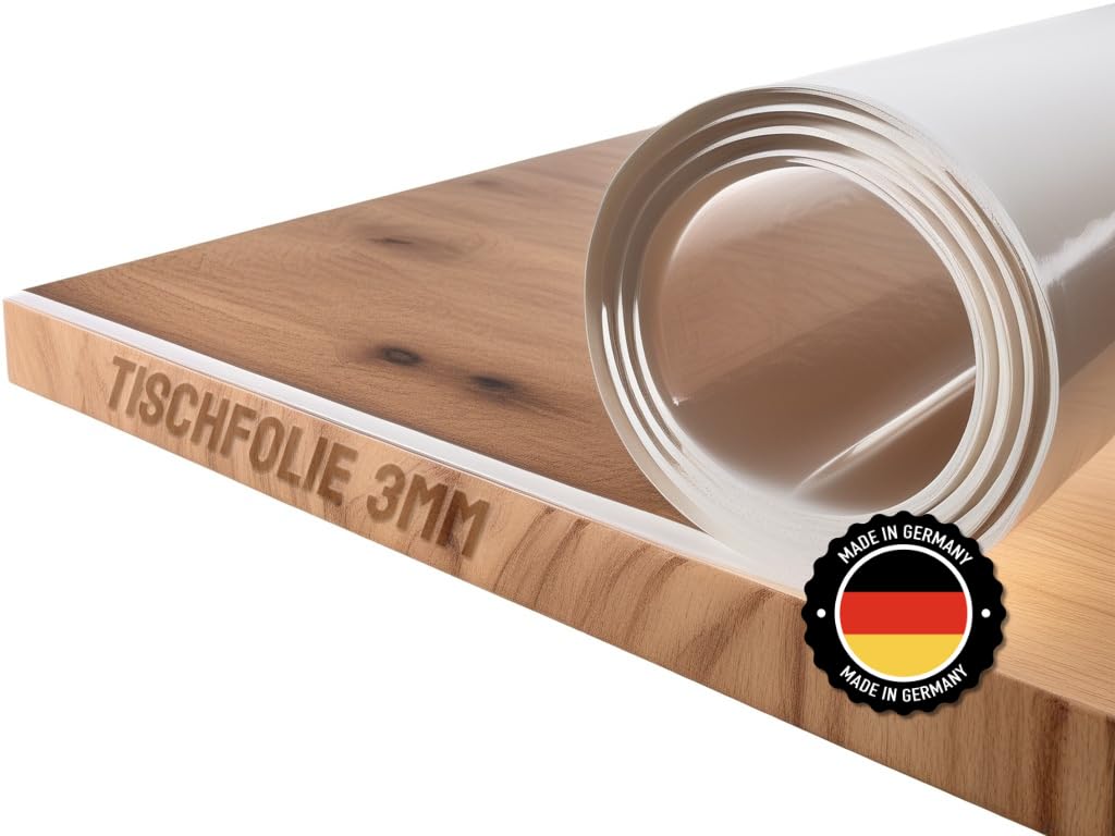 Trente Tischfolie 90x100 cm - 3mm dick - Tischdecke Abwaschbar - Tischschutz mit abgeschrägten Kanten - Transparente Tischdecke Eckig - Schutztischdecke Größe wählbar
