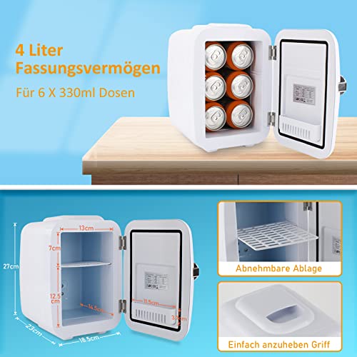 Mini Fridge 2in1 Small Cool Box, 4 Litres / 6 Cans, Drinks Refrigerators, Cosmetic Mini Cool