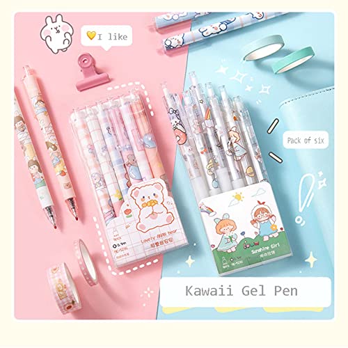 Bolígrafo de Gel con Pulsador Kawaii Pack de Seis 0.5mm Tinta Negra miniatura 4