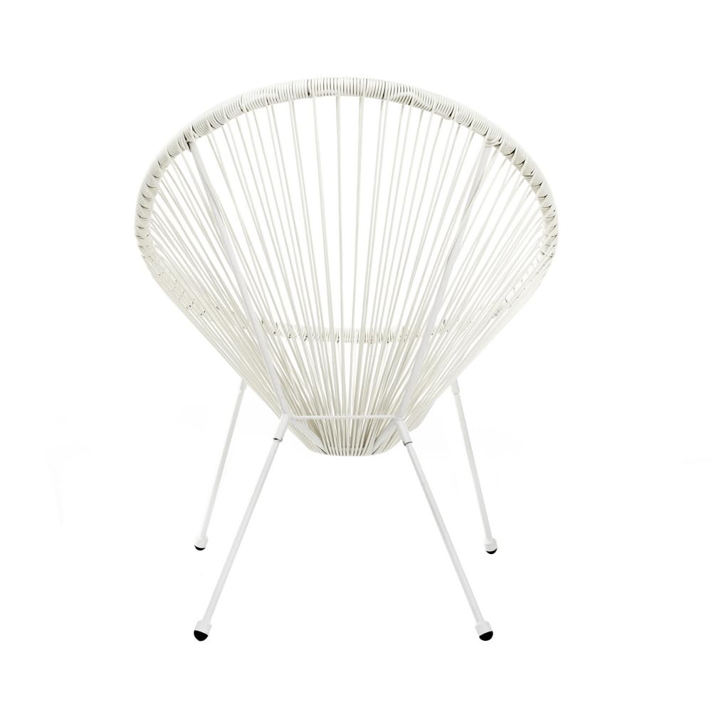 LOLAhome Pack 2 Sillones de jardín Acapulco Blanco Roto| Cuerdas de Rattan PE y Acero | 72x77x84 cm | con Topes de Goma, Resistente hasta 120kg | para Interior y Exterior, Jardín, Terraza | Acapulco