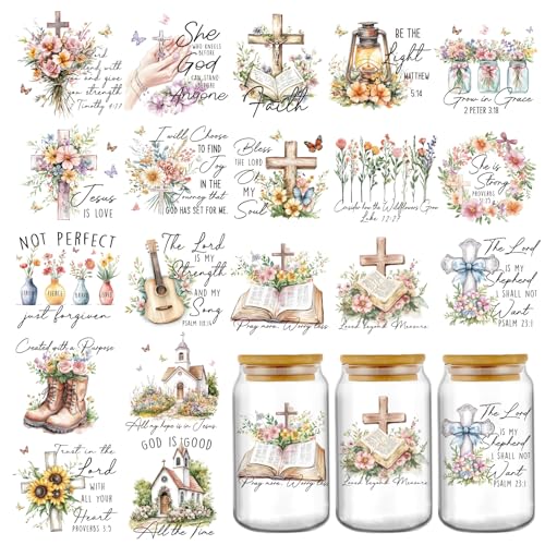 Bible Verse UV DTF Decals - 20 Sheets Christianity Motivational