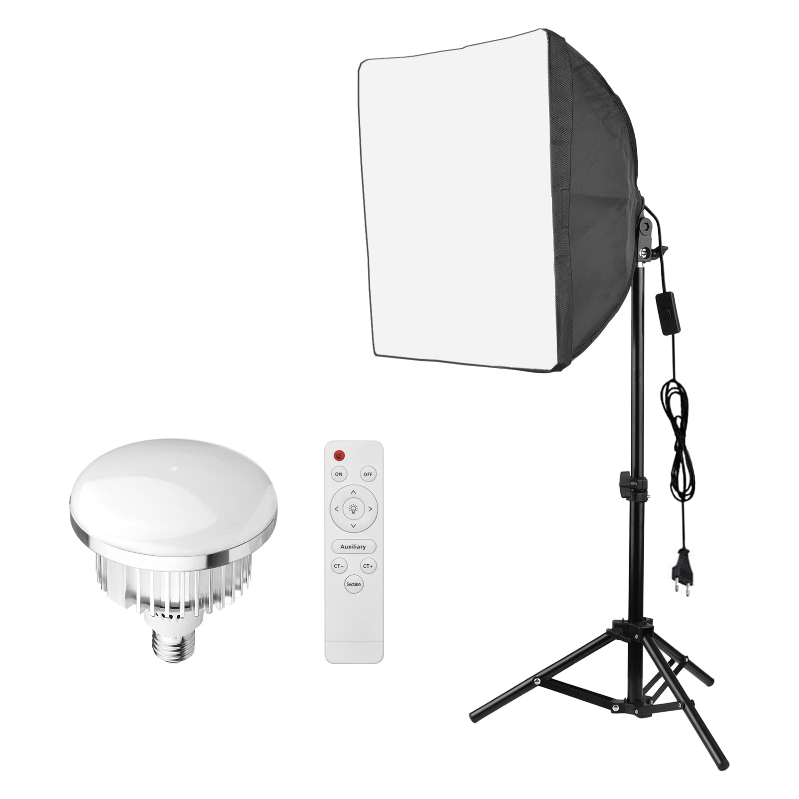 Set Studio Fotografico Completo - Green Screen 180x280cm, 2 Softbox LED, Sfondi Bianco/Nero