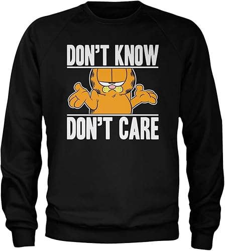 Garfield Officially Licensed Don't Know - Don't Care Sweatshirt (Black), X-Large