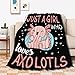 Axolotl Blanket Just Girl Loves Axolotls Blanket Soft Blankets and Throws Flannel Cozy Lightweight Quilt Gift Perfect for Bed Sofa Couch-50 x40 Small for Kids