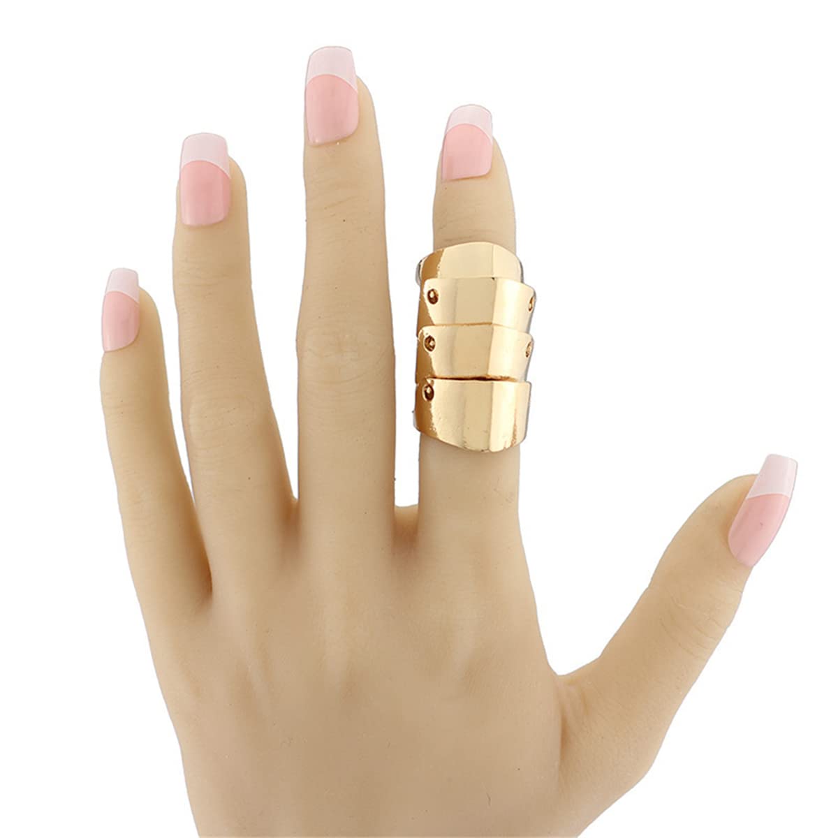 Uarein Hollow Knuckle Joint Finger Activity Ring.Silver Double Loop Rings Gothic Hinged Rings Punk Jewelry Halloween Gifts for Women