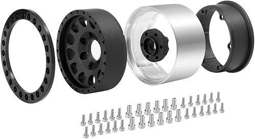 Miniatura 3 de RCLions Llantas de metal de aluminio 1.9 Beadlock de 1.378 in para coche de oruga Axial SCX10 D90 TRX4 110, paquete de 4 unidades (negro)