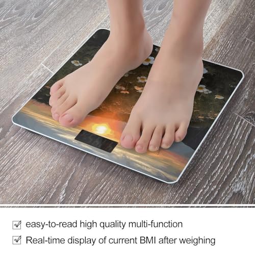 Báscula digital de baño Sunset y flores 400lb vidrio templado miniatura 5