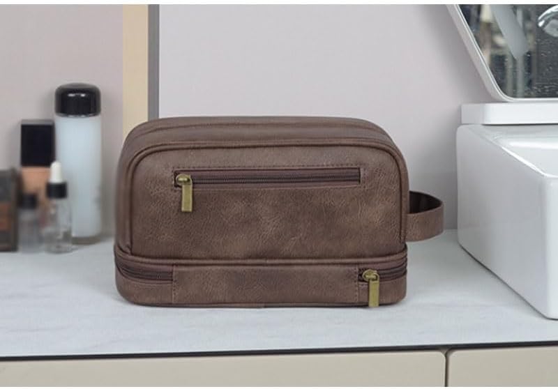 Retro Waterproof Pu Makeup Bag Travel Toiletry Lightweight Handheld Design image 3