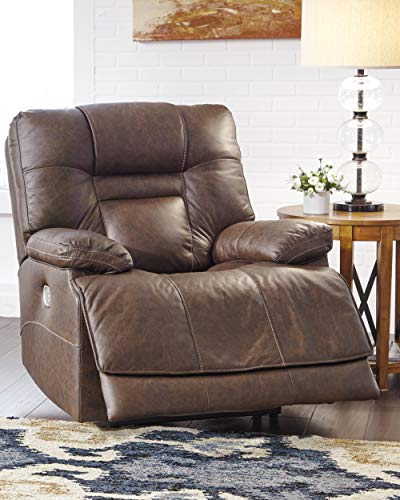 Signature Design By Ashley Wurstrow Leather Adjustable Power Recliner, Brown #TOP3