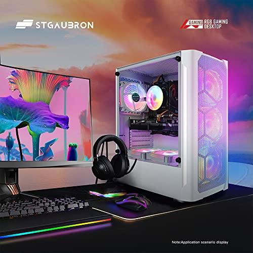 Stgaubron Gaming Diamond Desktop, Intel Core I7 3.4 Ghz Up To 3.9 Ghz, Gtx 1660 Ti 6G Gddr6, 16G Ram, 512G Ssd, Wifi, Bt 5.0, Rgb Fan X 6, Rgb Keyboard & Mouse, Rgb Mouse Pad, Rgb Bt Sound Bar, W10H64 #TOP3