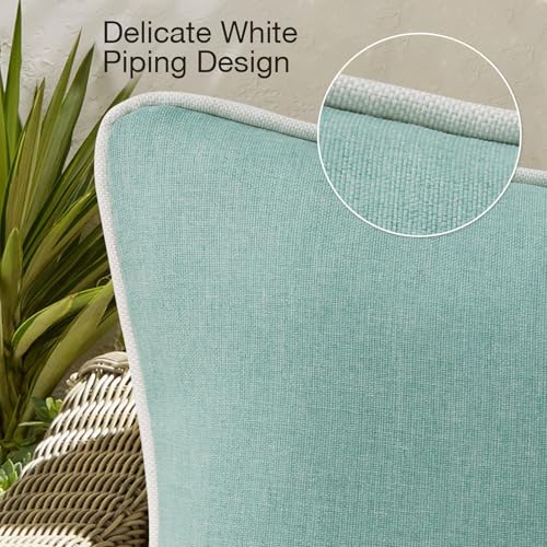 Decorative Outdoor Water Repellent Throw Pillows with Inserts, Set of 4, 18" x18" Pillows for Patio, Backyard, Bed, Couch, and Patio Furniture, Aqua Green by Unimatta - Image 2
