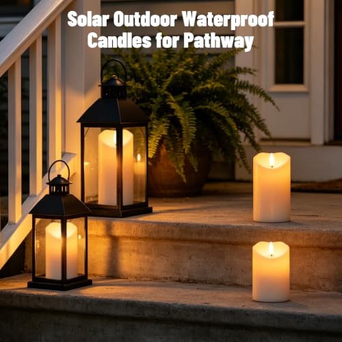 Image of Wondise 4Pack Solar Candles Outdoor Waterproof IP65 Rechargeable