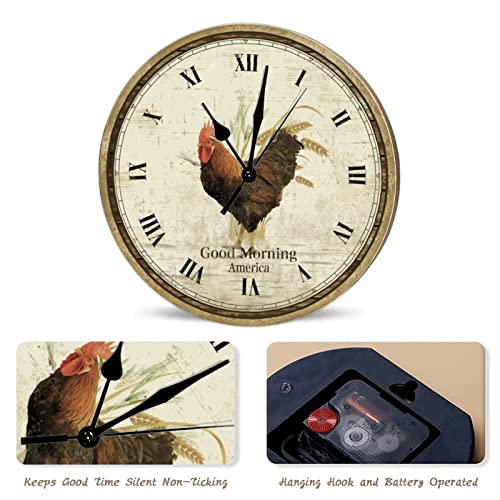 Horloge murale coq doré silencieuse sans tic-tac pour rester zen