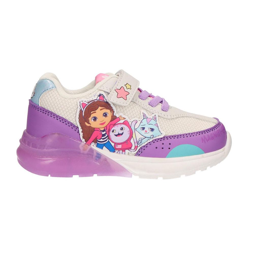 Gabby's Dollhouse Children's TPR Sole with Lights - Sports TPR Sole with Lights for School, Park and Leisure, Purple, 27 EU