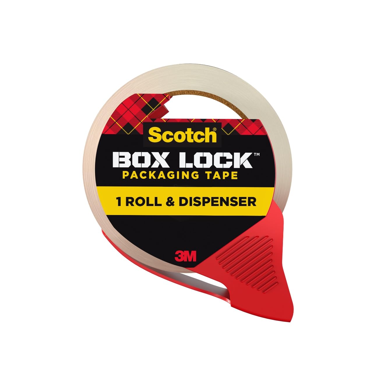 Scotch Box Lock Packband, transparent, extrem griffig, bewegliches Klebeband, 4,8 cm x 50 m, 12 Rollen, Spender im Lieferumfang enthalten
