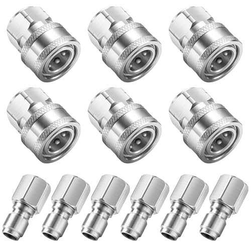 RIDGE WASHER 3/8 Pressure Washer Quick Connect Kit Stainless Steel Power Washer Adapter Fittings Female NPT Thread 12 Pcs 5000 PSI