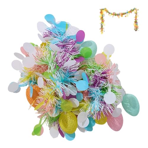 juxouoo Guirnalda De Espumillón para Pascua,Ornamento Reutilizable Y Decoración Maleable,Decoración De Pascua con Guirnalda De | para Ventana Porche Pared Barandillas De Escalera Techo Aula