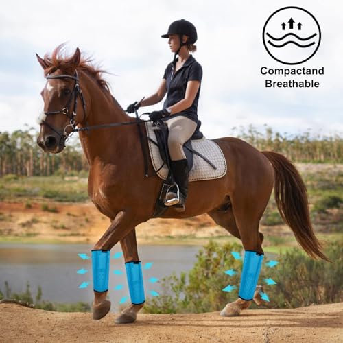 Image of FOXLVDA Horse Fly Boots (Set of 4) - Comfortable Horse Wraps | with Mesh & Metal Support Bars to Reduce Stomping and Leg Fatigue, for Ponies under 14.2hh, Medium