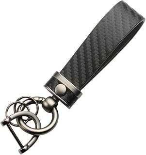WINBST Carbon Fiber Keyring - 360 Degrees Rotatable Microfiber PU Leather Universal Car